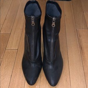 Zip Up Stacked Heeled Zara Booties Size 40/9